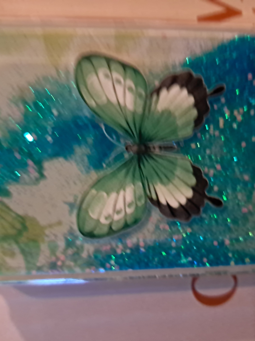 Decorative Green Butterfly Cosmetic Mirror Pick From Red Green Or Blue